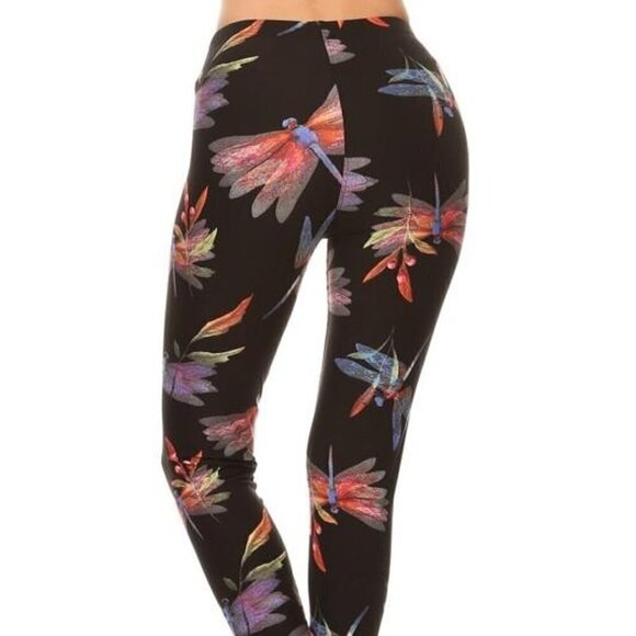 LEGGINGS DEPOT Multi Colored Dragonfly Print Full Length Leggings Size 12 NWT - Picture 3 of 3